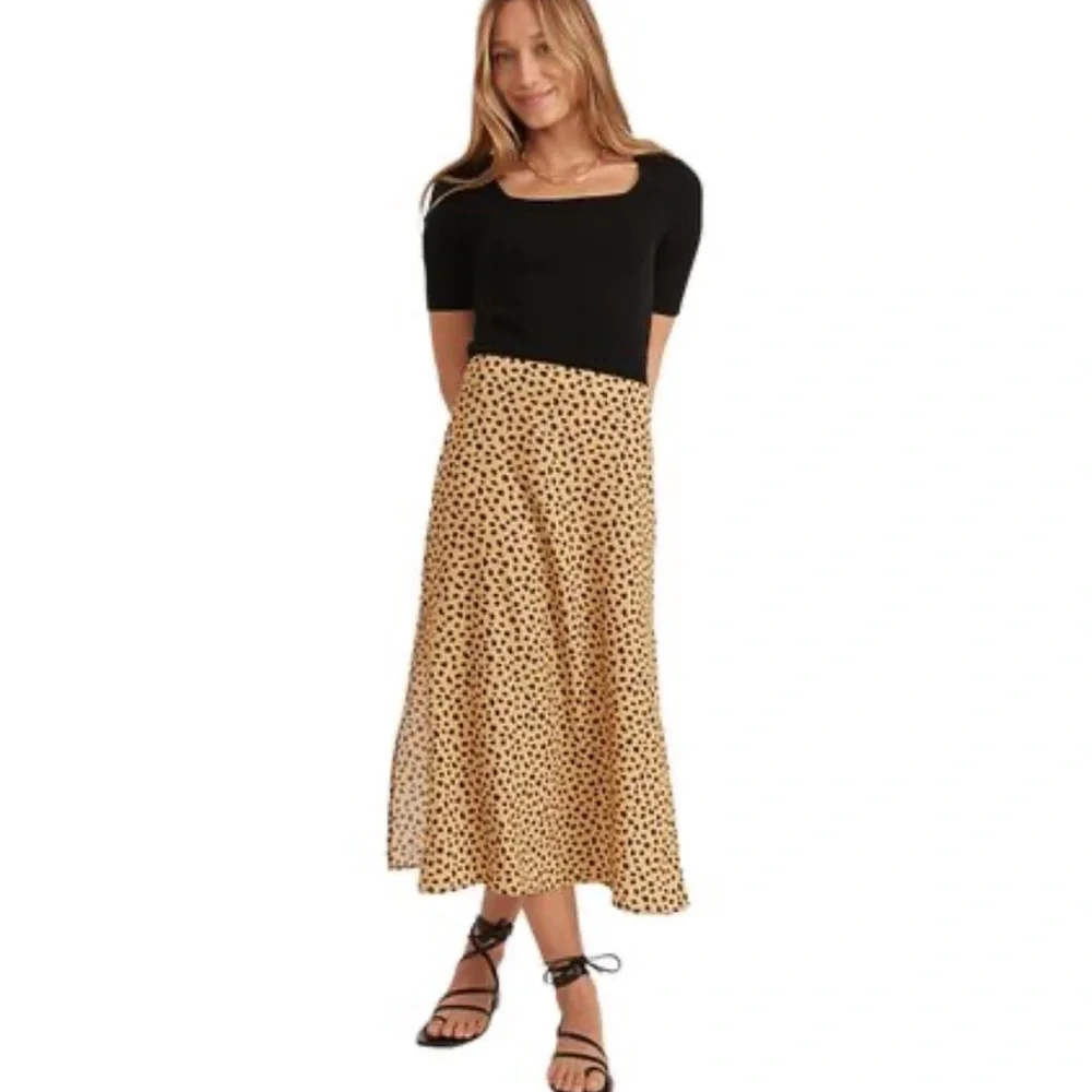 Marine Layer Cheetah/Leopard Print‎ Tencel/Lyocell Rayon Blend Midi Skirt 12